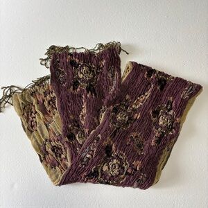 Pashmina & Silk Floral Scarf in Purple and Yellow